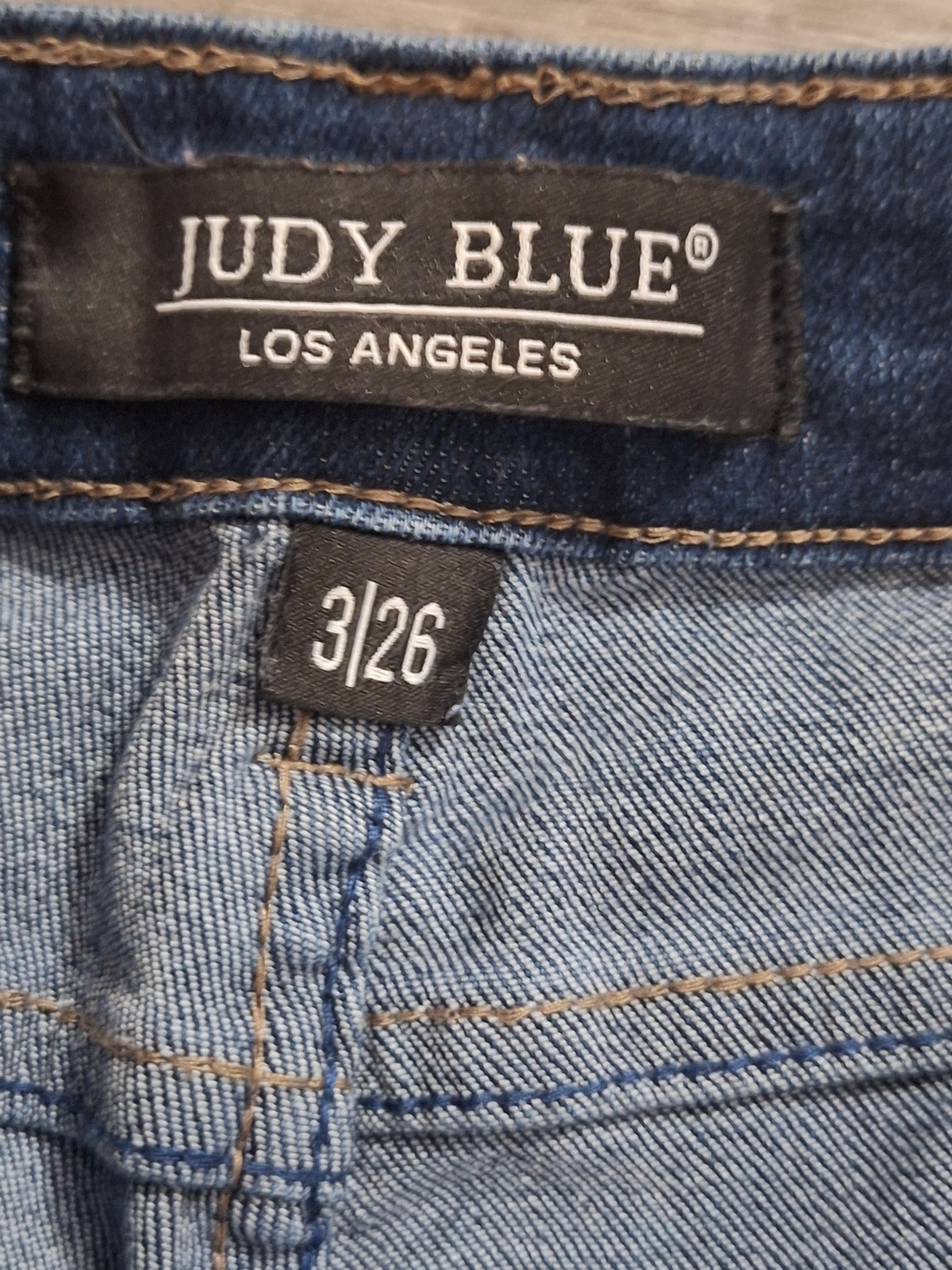 Judy Blue Dark Blue High-Rise Button-Fly Trouser Flare Jeans, Size 26 - Picture 6 of 11